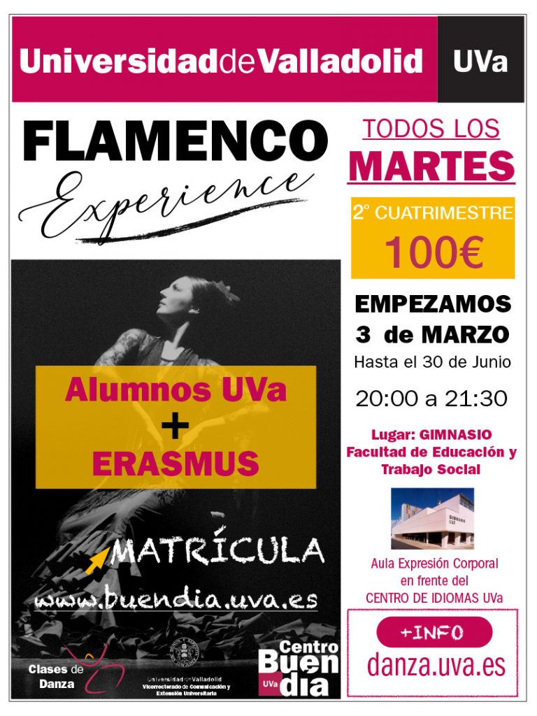 Flamenco Experience Cartel Clases Universidad de Valladolid 2020